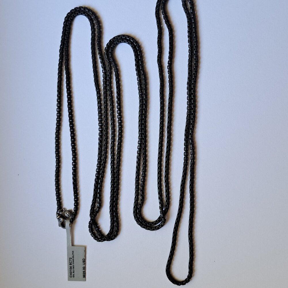David Yurman Silver Small Black Box Chain